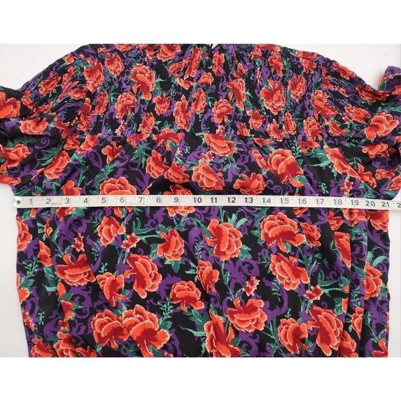 Calligraphie High Neck Long Sleeve Floral Blouse NWT Size XL Roses - Picture 6 of 10